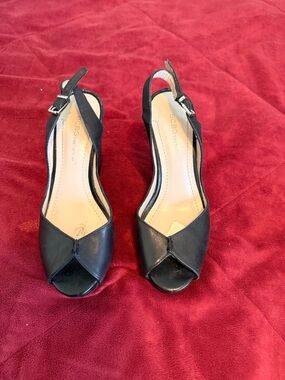 BCBGeneration Black Peep-Toe Slingback Heels